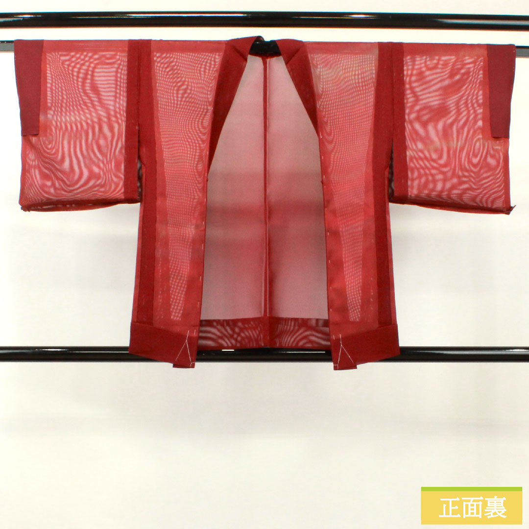 羽織 正絹 身丈76.5cm 裄丈60.5cm 臙脂色(えんじいろ) 夏物 しつけ糸付き 未使用品 Sランク 紗 赤系 1117001002912