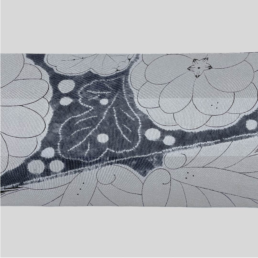 袋帯 紺鼠色(こんねずいろ) 辻ヶ花 帯丈420cm 正絹 Sランク 全通 カジュアル グレー系 1123008692322