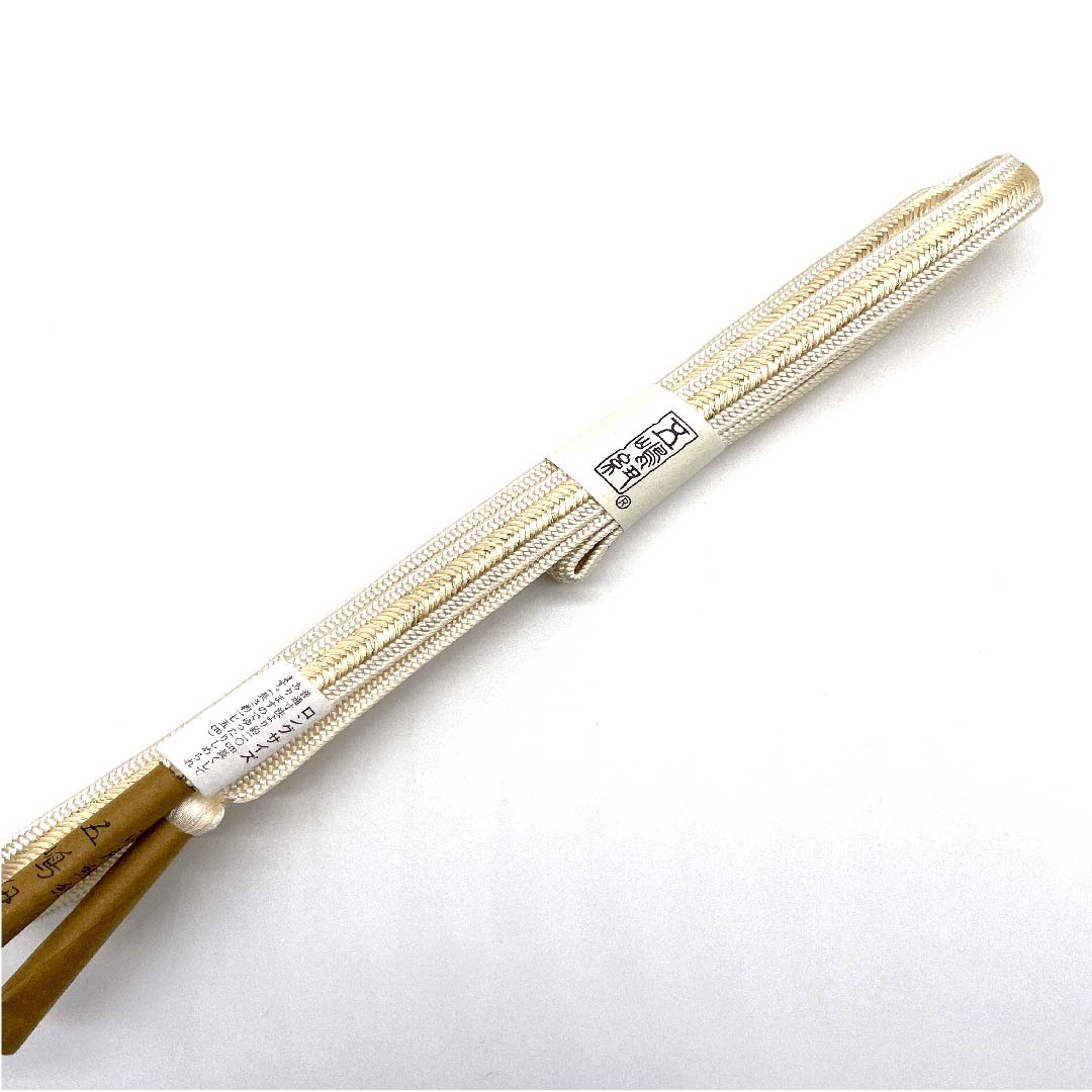(New old stock) Silk obi-jime (sash fastener) - quarter cord - Tonokoiro (tonokoiro) - Goshima cord - Edo braid - long - length approx. 175cm, width approx. 1.5cm - semi-formal - S rank - cream color - 1135000552915