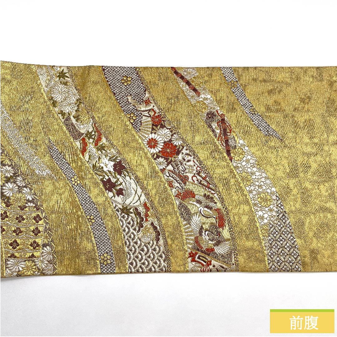 袋帯 金色 吉祥文様 加納幸 帯丈428cm 正絹 Sランク 六通 フォーマル 金系 1123009782321