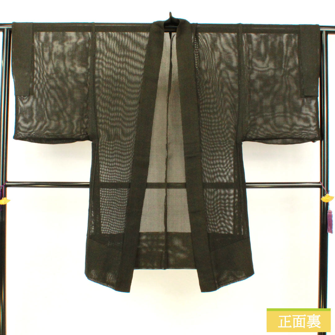 男物 正絹 Aランク 身丈104cm 裄丈67cm 黒橡色(くろつるばみいろ) 緑系 1119001563119