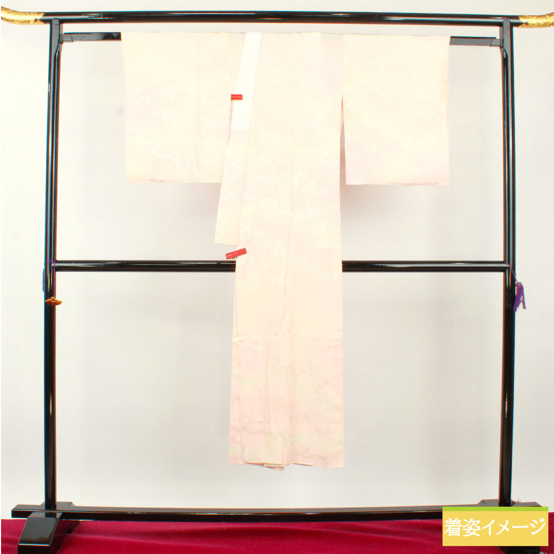 長襦袢 正絹 身丈140.5cm 裄丈69.5cm 単衣 曙色(あけぼのいろ) ボカシ染 吉祥文様 Aランク ピンク系 1129000683513