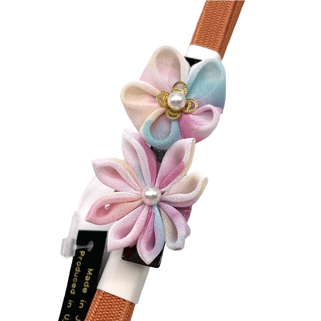 (新品)帯締め 正絹 NEWランク 三分紐 珊瑚色(さんごいろ) 帯留め付き つまみ細工 日本製 長さ約135cm 幅約0.8cm カジュアル 橙系 1135006451326