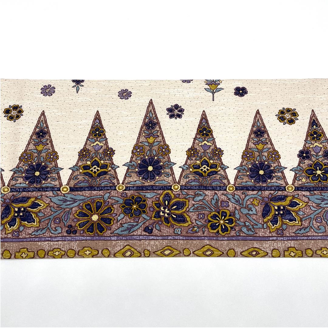 袋帯 翁茶色(おきなちゃいろ) 花更紗 幾何学模様 帯丈457cm 正絹 Aランク 六通 カジュアル ピンク系 1123007183413