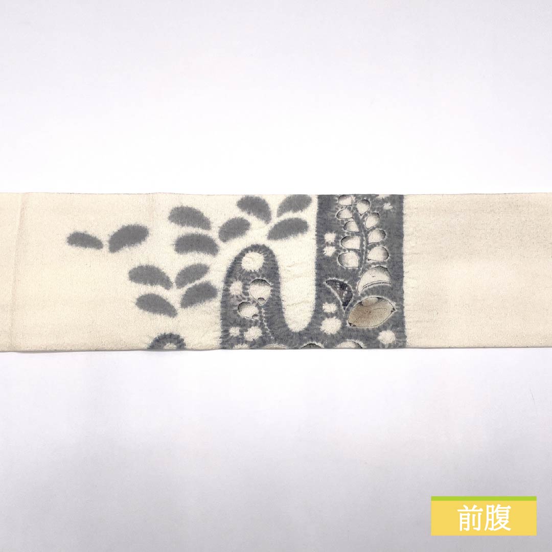 名古屋帯 乳白色色(にゅうはくしょくいろ) 作家物 辻ヶ花 帯丈357cm 正絹 Bランク ポイント柄 セミフォーマル 白系 1124008384311 名古屋仕立て