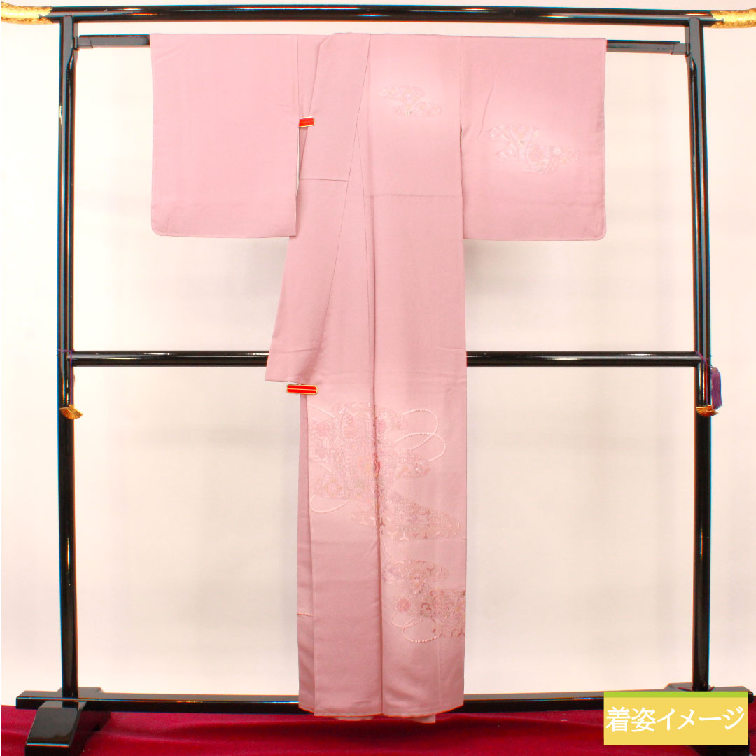 訪問着 正絹 袷 身丈156.5cm 裄丈65cm 御所染色 蘇州刺繡 汕頭刺繡 しつけ糸付き 未使用品 Sランク 紫系 1112003622320