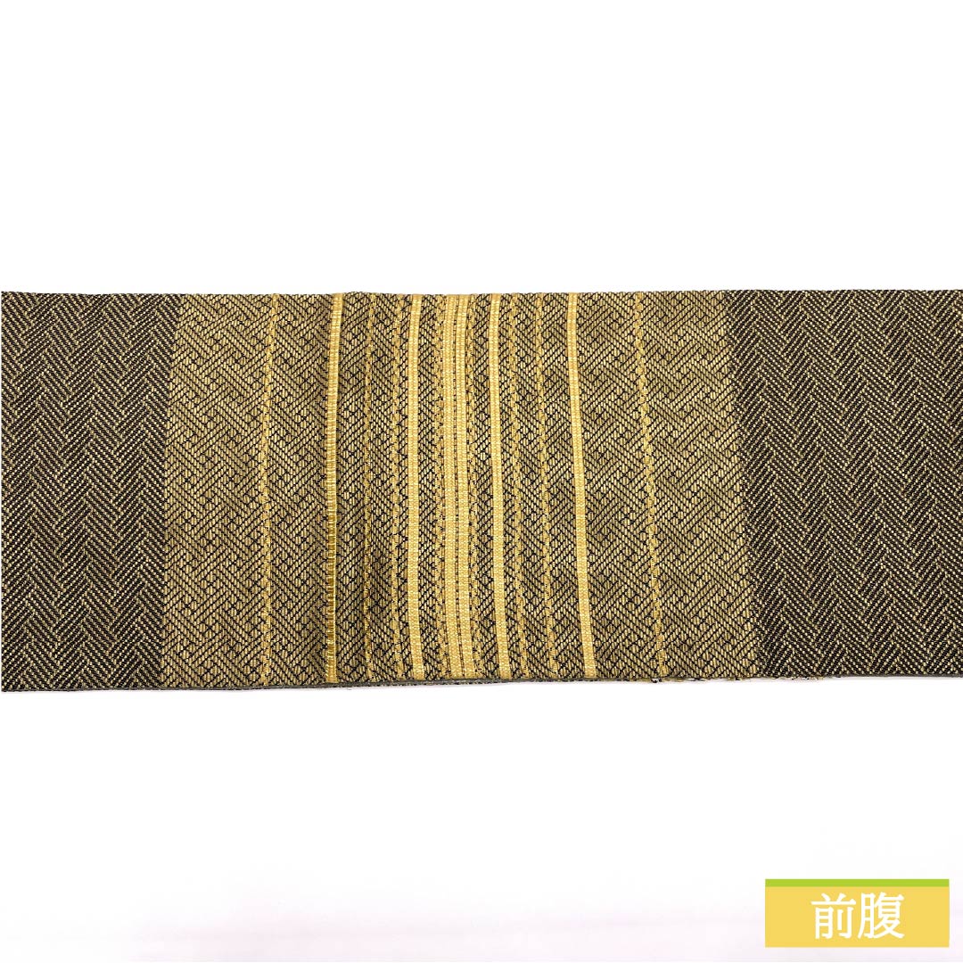 袋帯 正絹 組織り 幾何学模様 帯丈444cm Sランク ポイント柄 セミフォーマル 金系 1123014772321