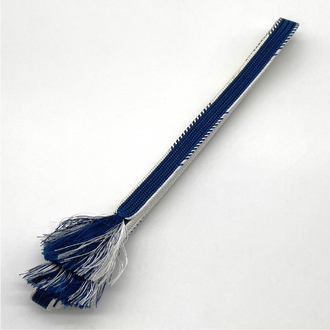 (Like new) Silk Obijime (Sash Band) in Indigo Blue, Simple Style, Approximately 155cm Long, 1.4cm Wide, Casual, Blue, Item Number: 1135004691317