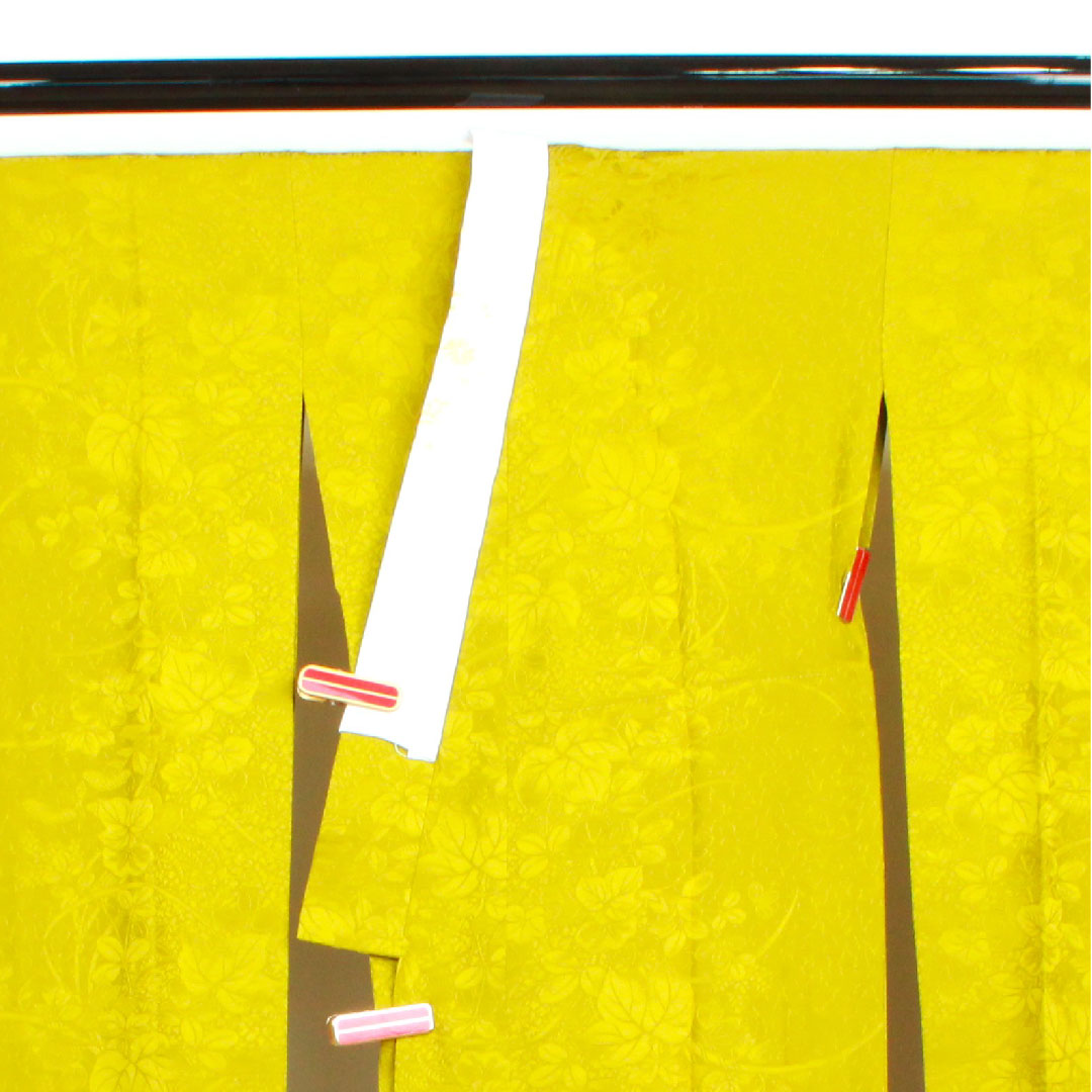 長襦袢 正絹 身丈115.5cm 裄丈66cm 単衣 朽葉色 振袖用 草花模様 Sランク 緑系 1129000302119