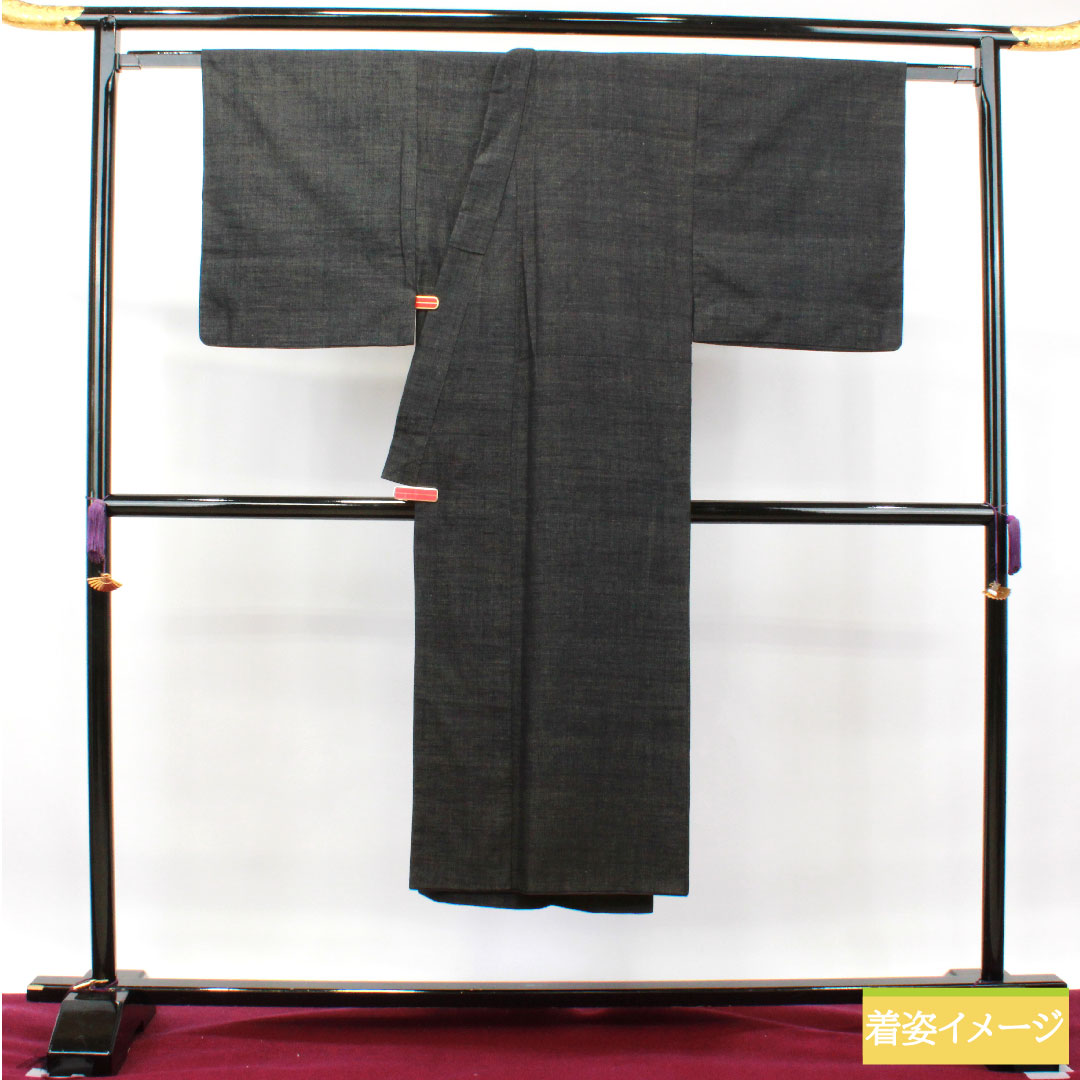 男物 正絹 身丈138.5cm 裄丈71cm Sランク 袷 黒系 1119000662310