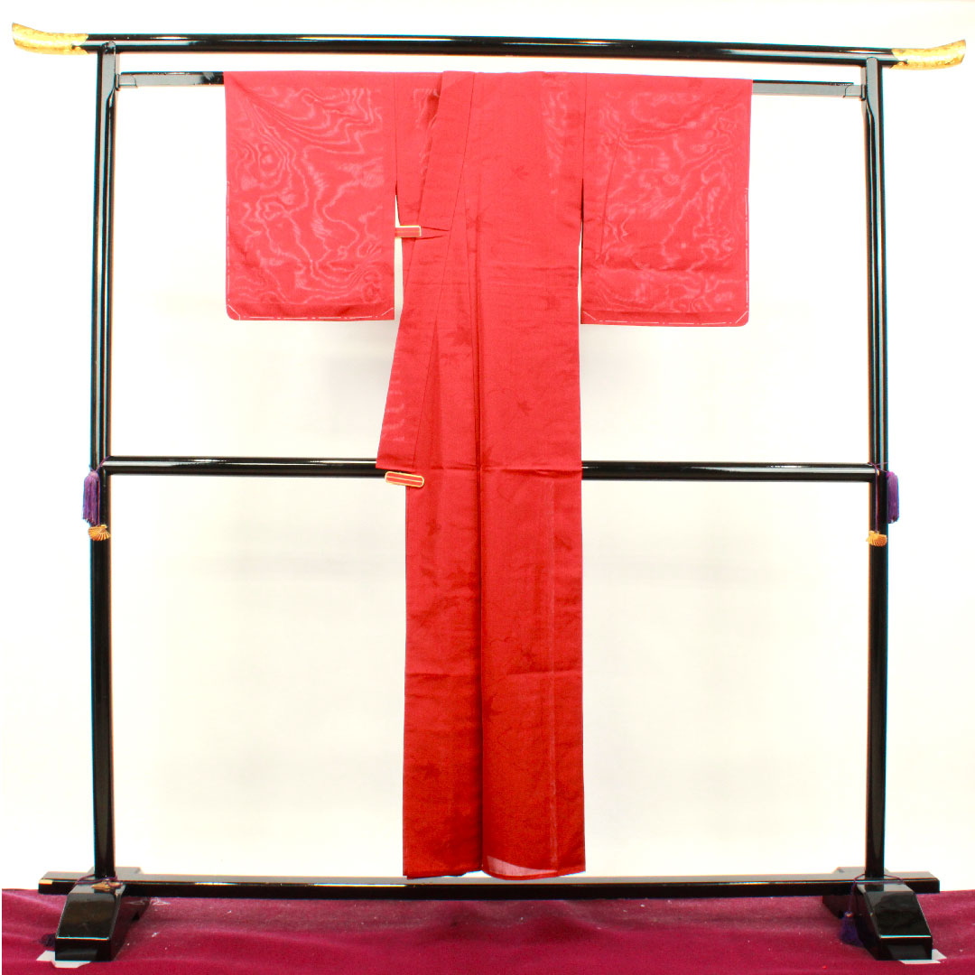 Summer item, pure silk, plain color, length 151.5cm, sleeve length 62cm, crimson, maple leaves, gauze, S rank, red, 1132001252212