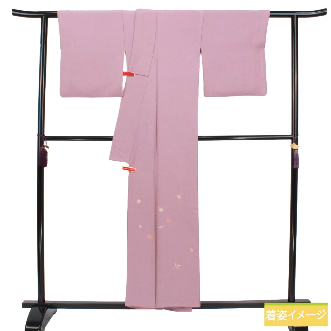 色留袖 正絹 Aランク 身丈152.5cm 裄丈68cm 袷 薄紫色(うすむらさきいろ) 蘇州刺繡 吹寄せ 一つ紋 丸に剣花菱 縫い紋 一つ紋 紫系 1111002223220