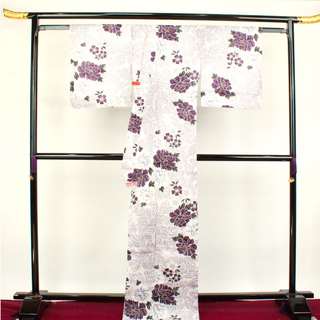 Yukata, Camellia and Pink, Cotton, S Rank, Single Layer, Length 172.5cm, Sleeve Length 68.5cm, Purple, 1118002122620