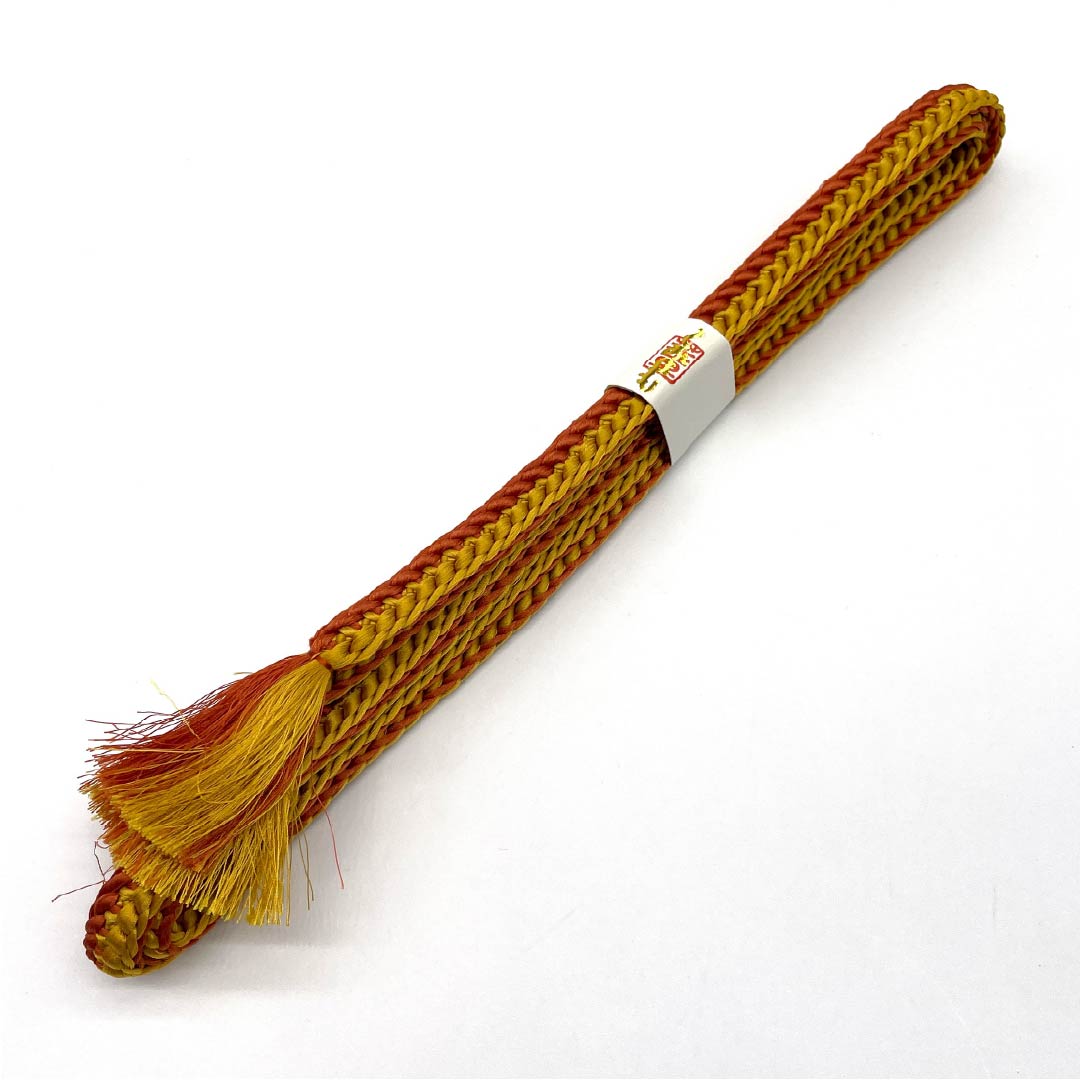 帯締め 正絹 四分紐 赭色(そおいろ) 小麦色(こむぎいろ) バイカラー 長さ約166cm 幅約1.2cm カジュアル Sランク 茶系 1135003172314