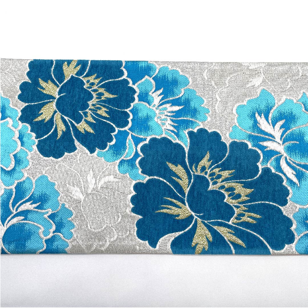 袋帯 銀色 花模様 帯丈430cm 正絹 Sランク 六通 フォーマル 銀系 1123009732322