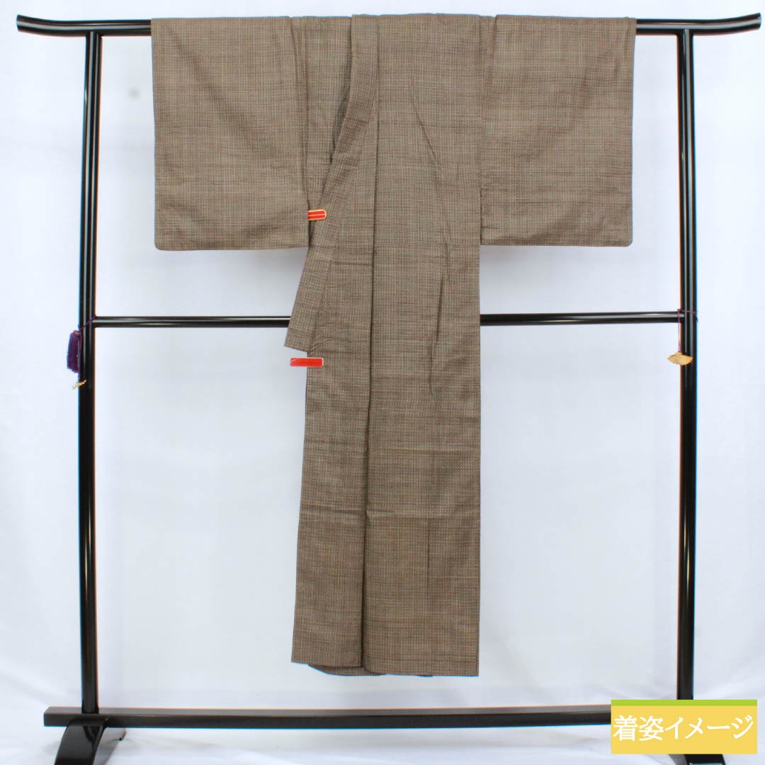 男物 正絹 Sランク 身丈143cm 裄丈63.5cm 憲房色(けんぼういろ) 大島紬 袷 茶系 1119001162414