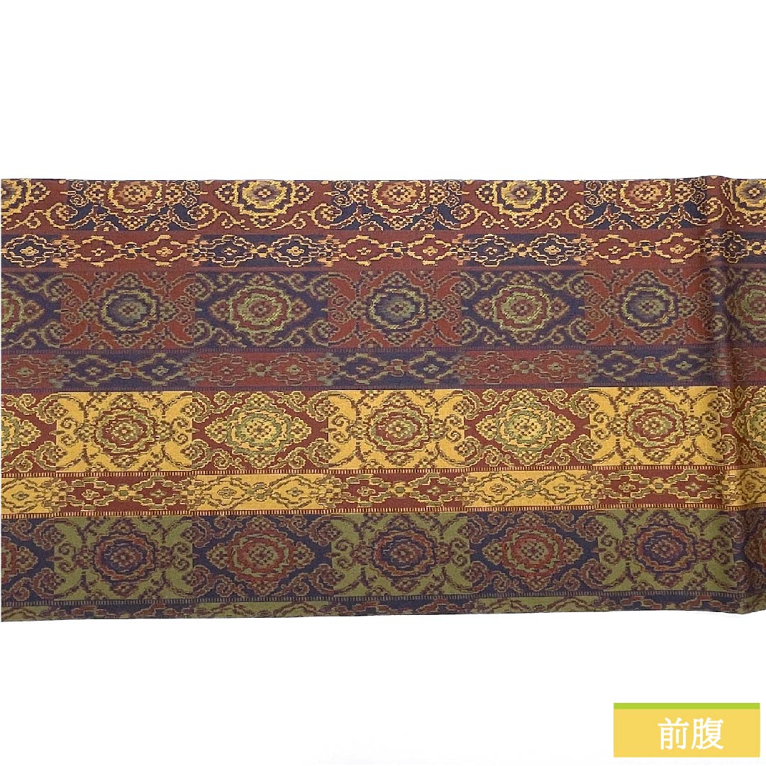 名古屋帯 小豆茶色 紹巴織 古典柄 正倉院文様 帯丈358cm 正絹 Sランク 全通 カジュアル 茶系 1124005322314 開き仕立て