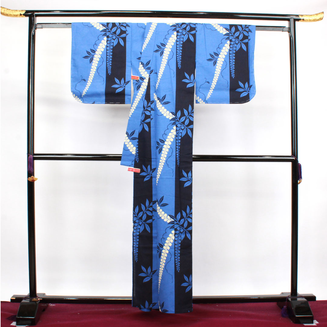 浴衣 しつけ糸付き 未使用品 鈴蘭 木綿 Sランク 単衣 身丈158.5cm 裄丈65cm グラデーション系 1118002912399