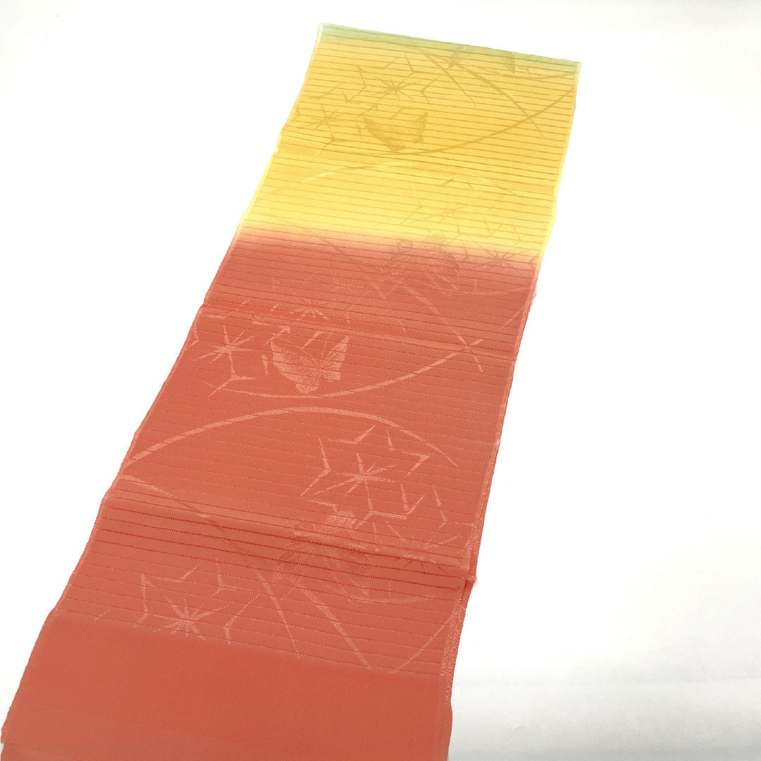 (新古品)帯揚げ 正絹 NEWランク カジュアル 鴇浅葱色(ときあさぎいろ) 青磁色(せいじいろ) 濃卵色(こいたまごいろ) 夏物 長さ約182cm 幅約29cm グラデーション系 1136001521999