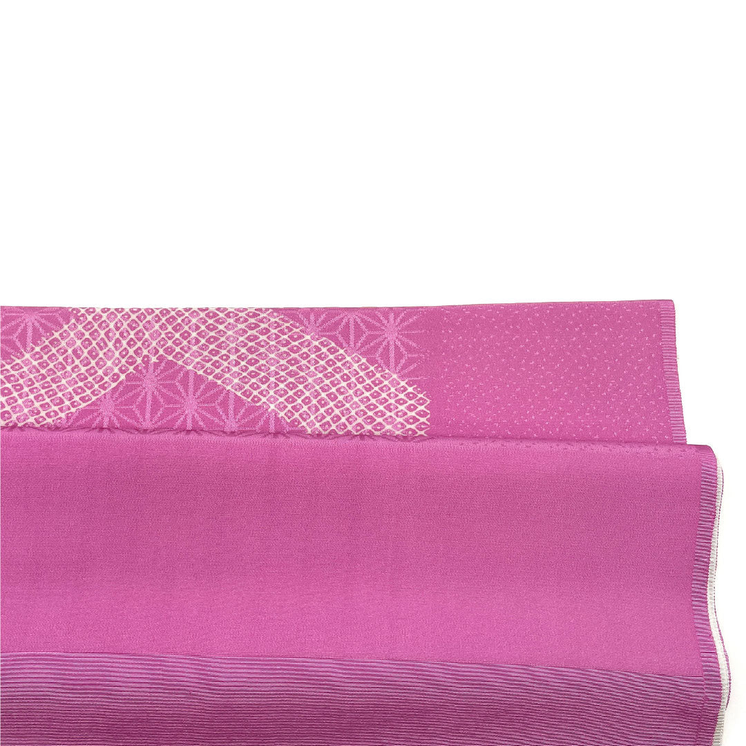(Like New) Silk Obiage (Sash) - New Rank, Casual, Hagi-iro (Lavender Green) Tango Chirimen, Hemp Leaf Pattern, Dyed Hikita, Approximately 168cm Long, 30cm Wide, Pink, Product Number: 1136001111913