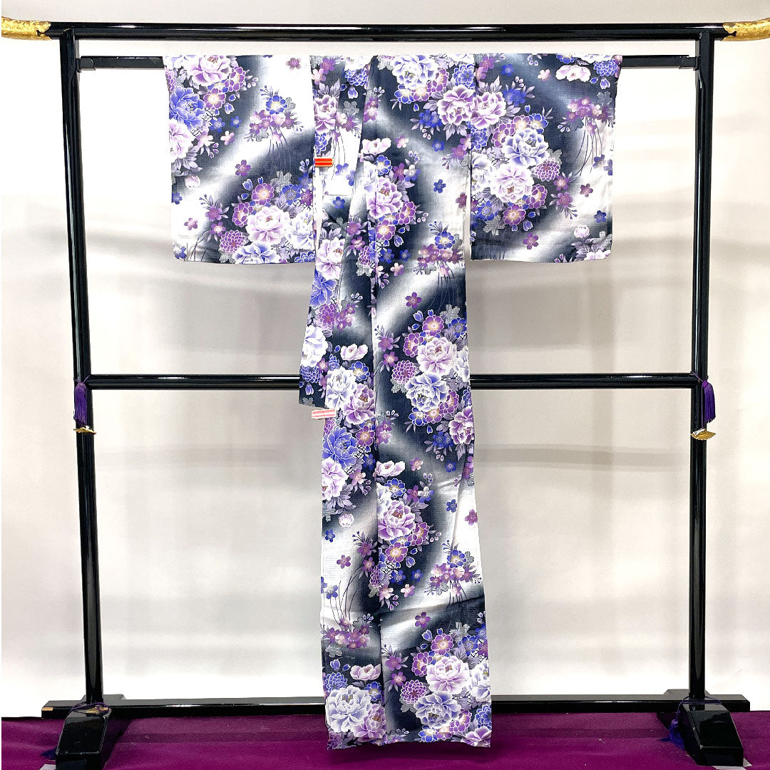 Yukata Sakura Cotton S Rank Single Layer Length 162cm Sleeve Length 66cm Black 1118001502410