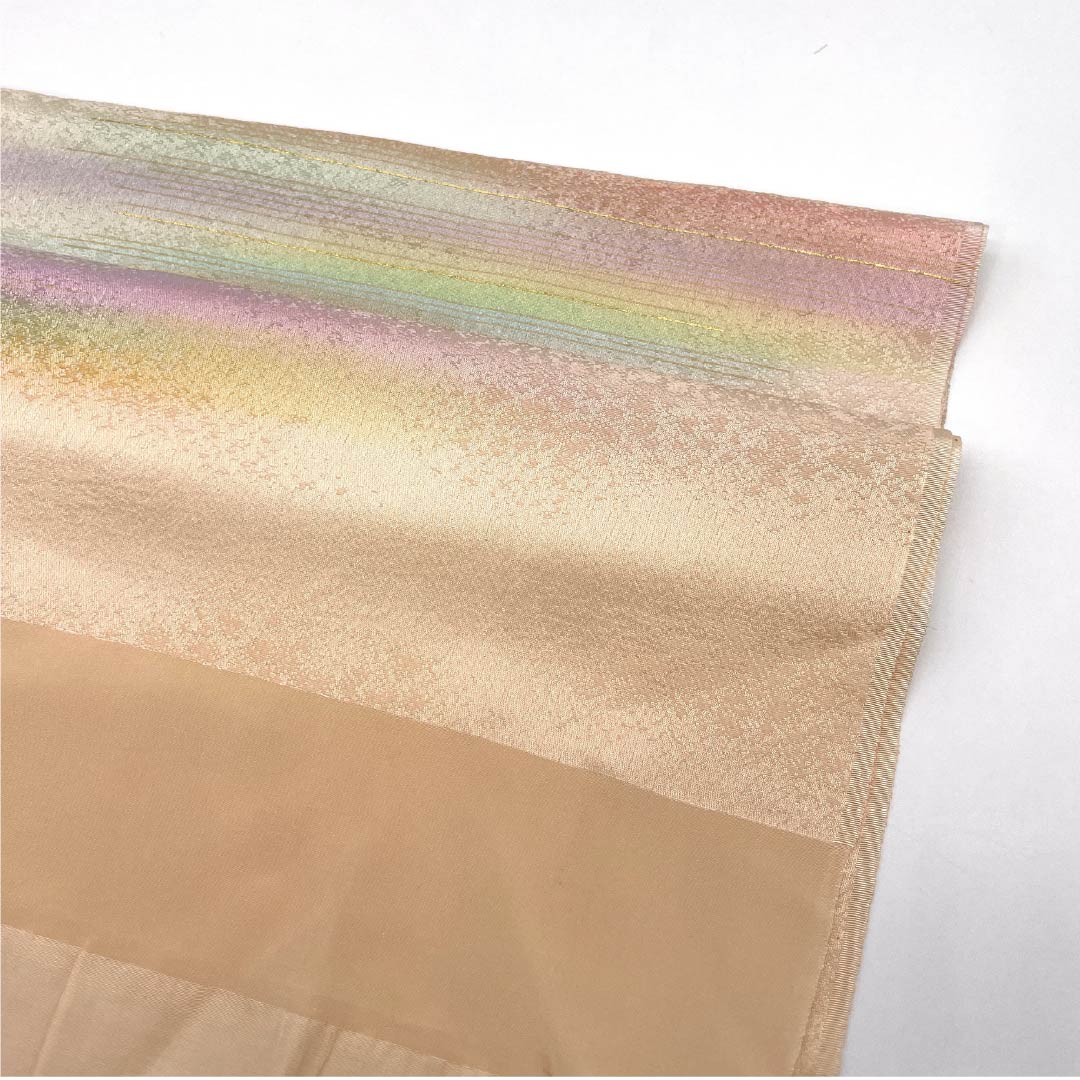 Obiage silk A rank semi-formal pale flesh color (usu-niku-iro) kasumi bokashi length approx. 174cm width approx. 29.5cm cream type 1136002383915