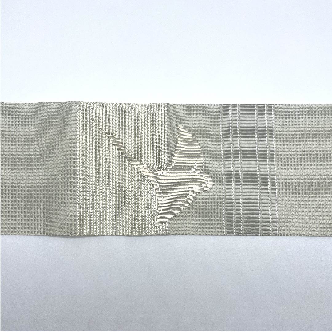 Nagoya obi, Unohana color, summer obi, silk, abstract pattern, obi length 362.5cm, pure silk, A rank, point pattern, semi-formal, gray, 1124004153322, Nagoya style