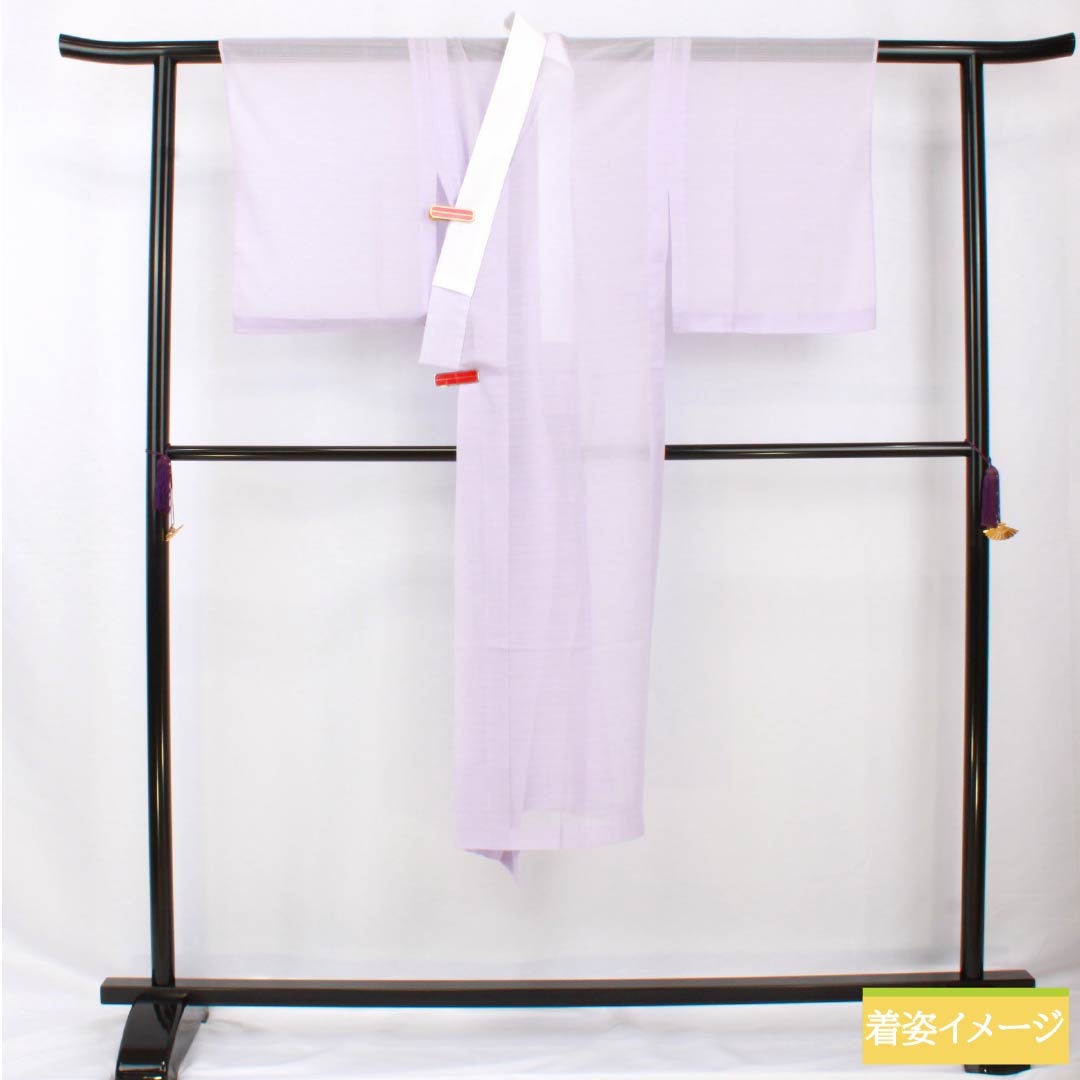 夏物 ポリエステル 長襦袢 身丈129cm 裄丈65cm 淡藤色(うすふじいろ) 洗える着物 絽 Sランク 紫系 1132002202120