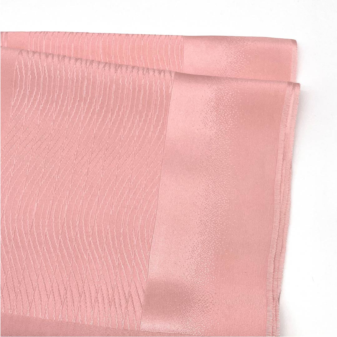 帯揚げ 正絹 セミフォーマル 浅紅色(あさべにいろ) 曲線 幾何学模様 長さ約170cm 幅約27cm Sランク ピンク系 1136000382913