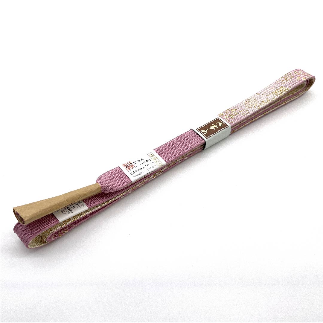 (新古品) 帯締め 正絹 四分紐 洎夫藍色(さふらんいろ) 特選金銀糸使用 新古品 長さ約162cm 幅約1.5cm セミフォーマル Sランク ピンク系 1135001832913