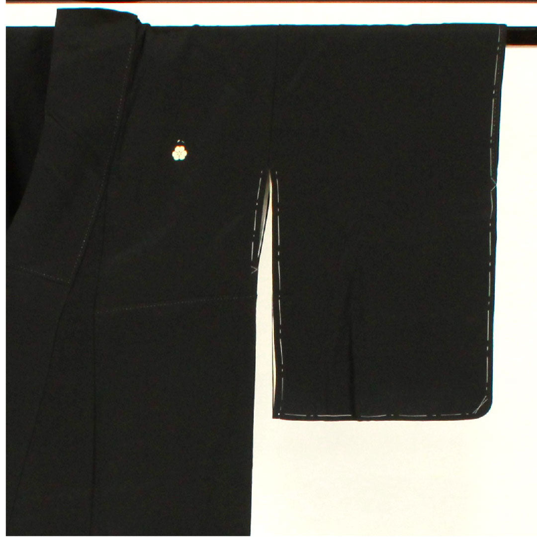 黒留袖 身丈155.5cm 裄丈61.5cm 袷 京友禅 鶴 片喰 正絹 Bランク 五つ紋 黒系 1111000344310