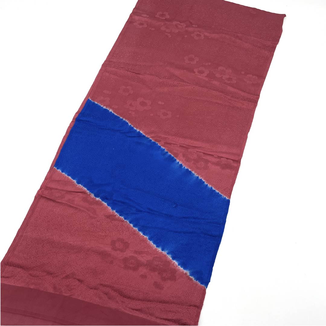 S-Rank Silk Obiage (Semi-Formal) - Dark Red with Two-Tone Design, Classic Floral Pattern, Approximately 172cm Long, 30cm Wide, Red, Product Number: 1136000962912