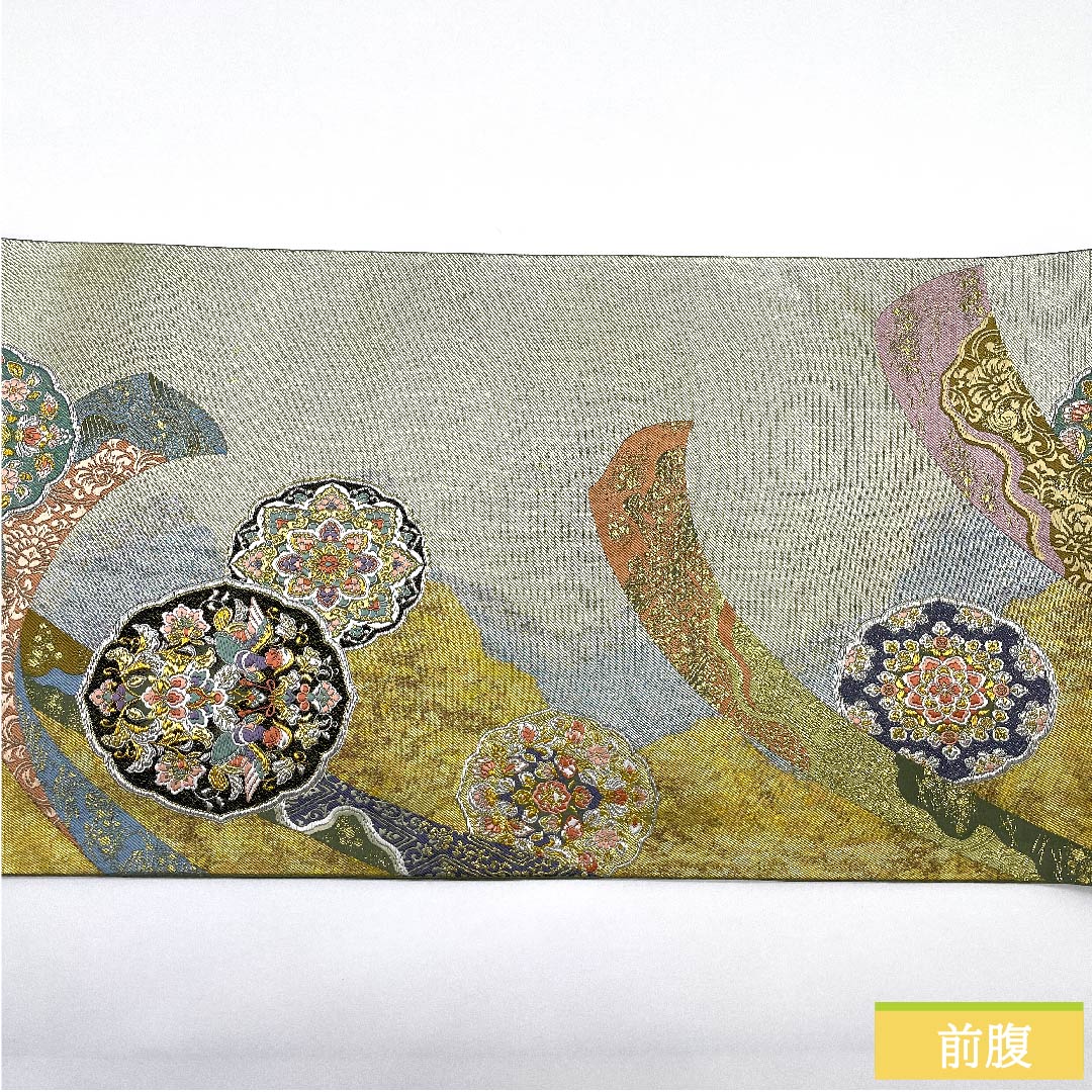 袋帯 玉虫色(たまむしいろ) 万華鏡 粋華紋 熨斗 帯丈436cm 正絹 Aランク 六通 フォーマル 金系 1123010233321