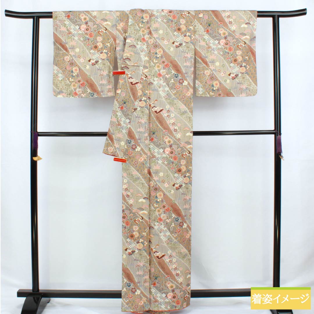 小紋 正絹 Sランク 身丈161cm 裄丈66cm 袷 吉祥文様 しつけ糸付き グラデーション系 1115006472499