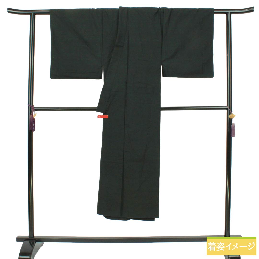 男物 正絹 Sランク 身丈139cm 裄丈68.5cm 錆鉄色(さびてついろ) 袷 緑系 1119002322319