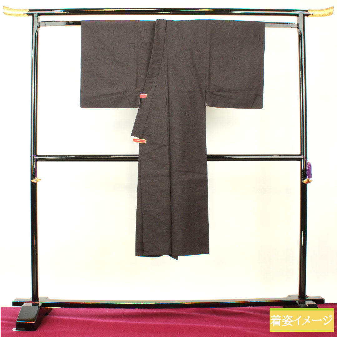 男物 正絹 身丈129cm 裄丈63.5cm 黒鼠色(くろねずいろ) 真綿紬 Sランク 袷 茶系 1119000852214