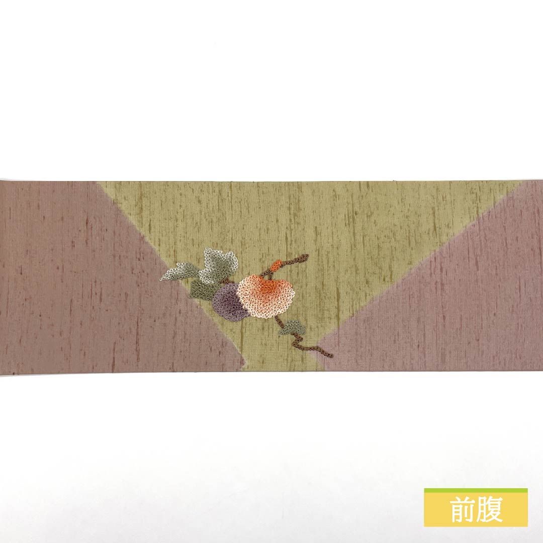 名古屋帯 相良刺繍 牛首紬地 果実 帯丈381cm 正絹 Sランク ポイント柄 カジュアル グラデーション系 1124007382499 名古屋仕立て