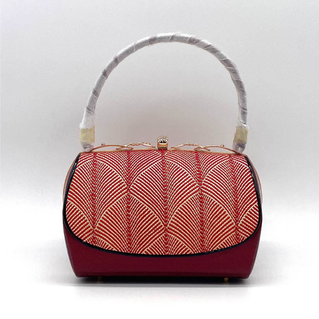 (Like New) Formal Japanese Bag, New Rank, Goshimahimo Cord, Red, for Furisode Kimono, 113900099112