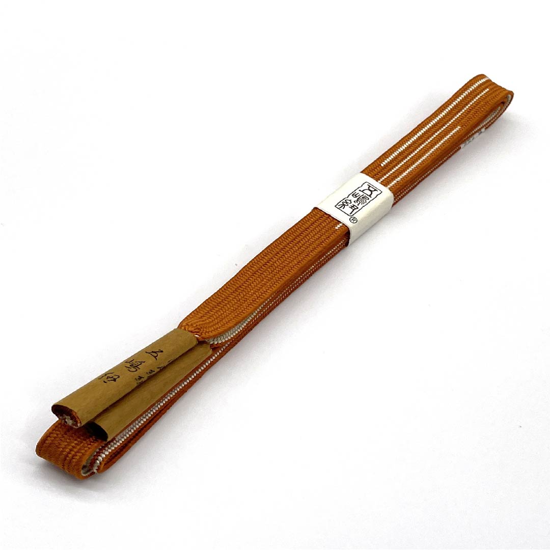 (新古品) 帯締め 正絹 四分紐 濃朽葉色(こいくちばいろ) 五嶋紐 江戸組紐 新古品 長さ約165cm 幅約1.7cm カジュアル Sランク 橙系 1135002972326