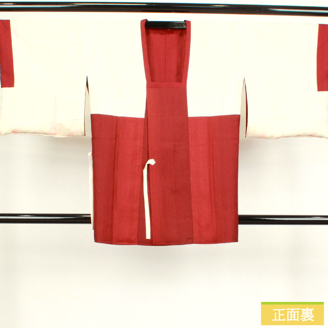 道行コート 正絹 身丈85cm 裄丈67cm 深緋色 抽象模様 Sランク 袷 赤系 1117000812912