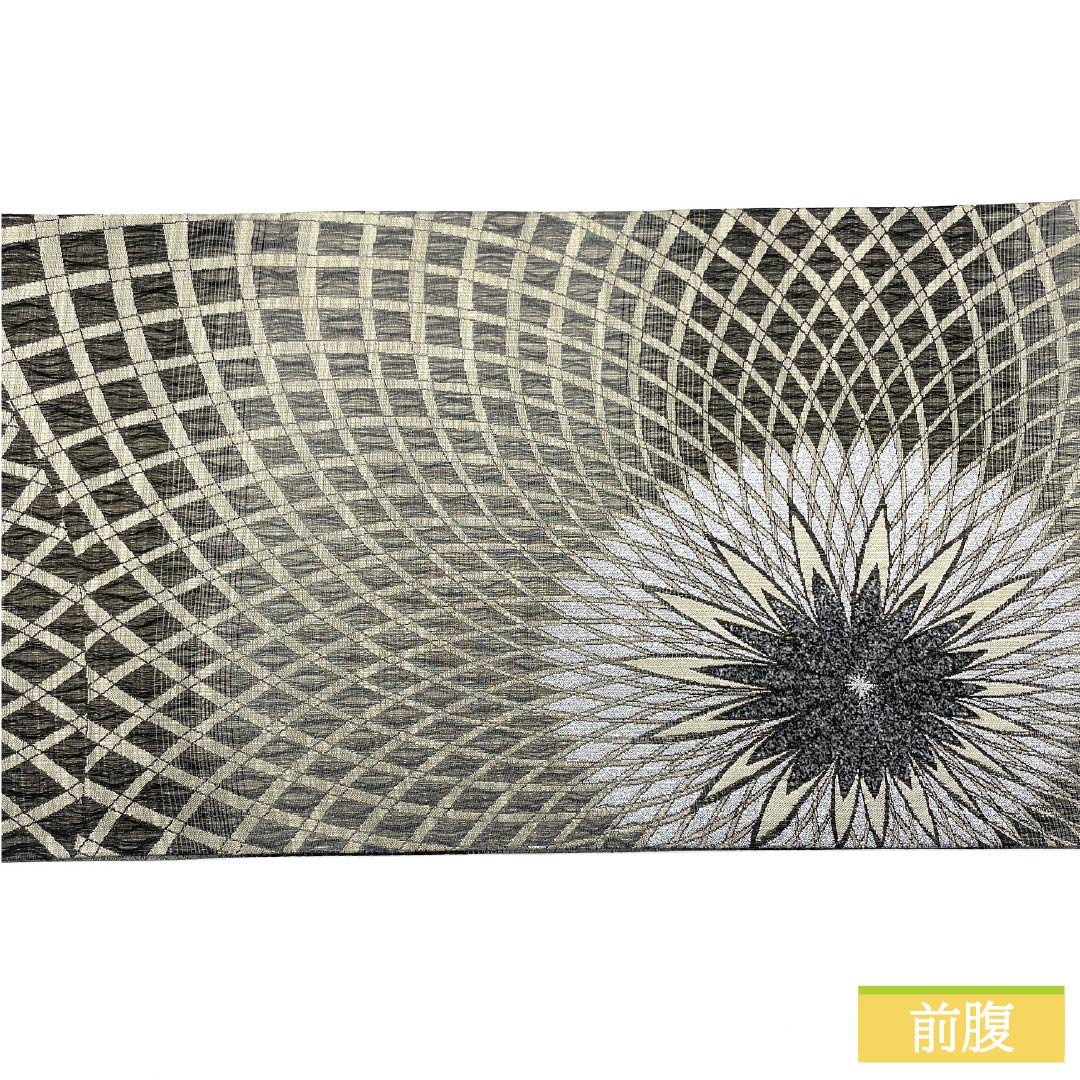 袋帯 正絹 素鼠色(すねずいろ) 万寿菊 モール 帯丈440cm Sランク 六通 カジュアル グレー系 1123012582322