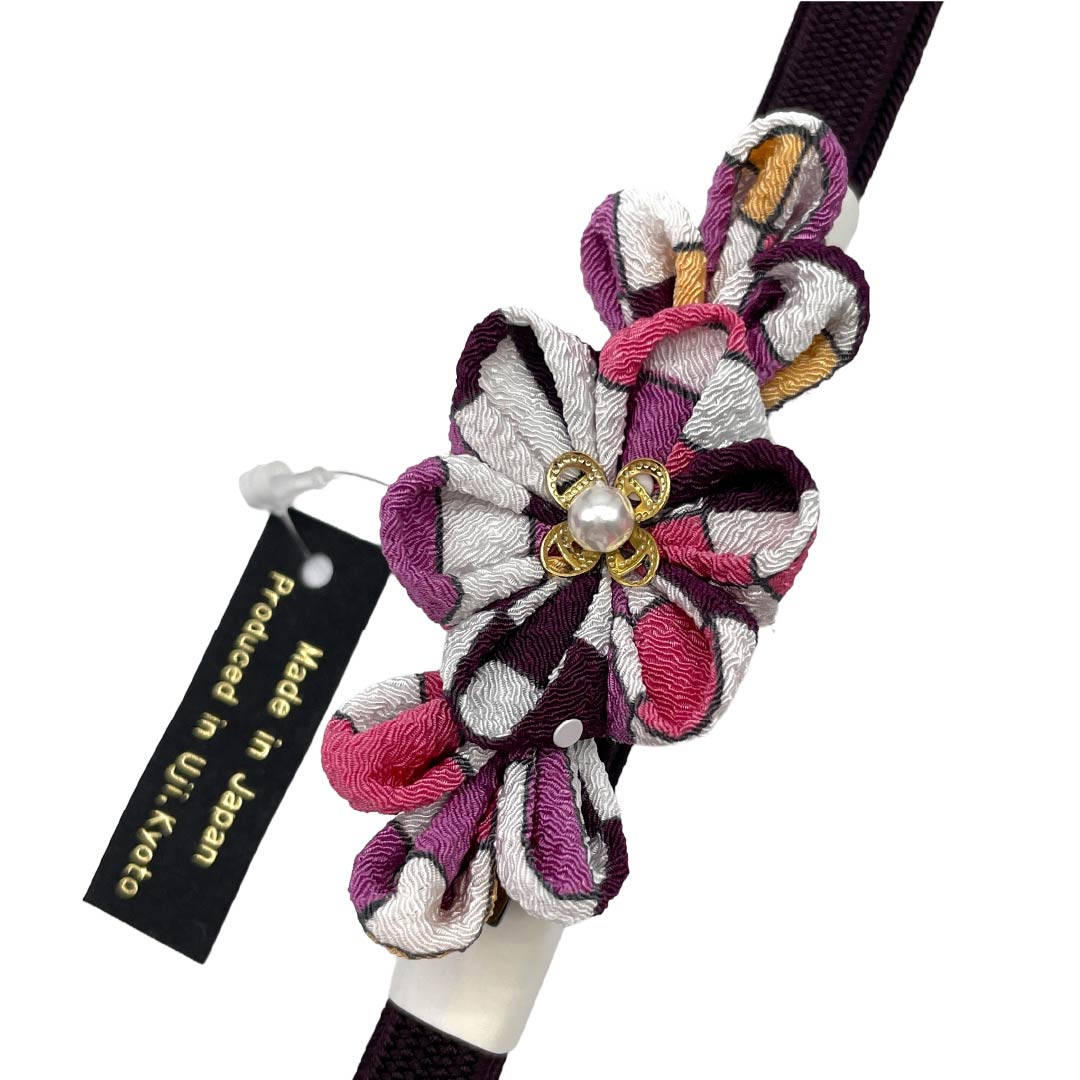 (新品)帯締め 正絹 NEWランク 三分紐 至極色(しごくいろ) 帯留め付き つまみ細工 日本製 長さ約135cm 幅約0.8cm カジュアル 紫系 1135006421320