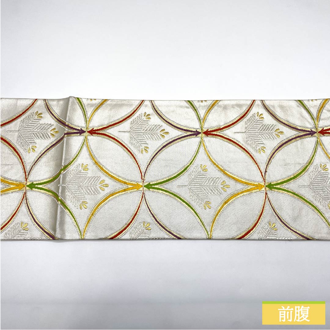 袋帯 正絹 振袖用 留袖用 七宝 帯丈428cm Sランク 六通 フォーマル 銀系 1123013562322