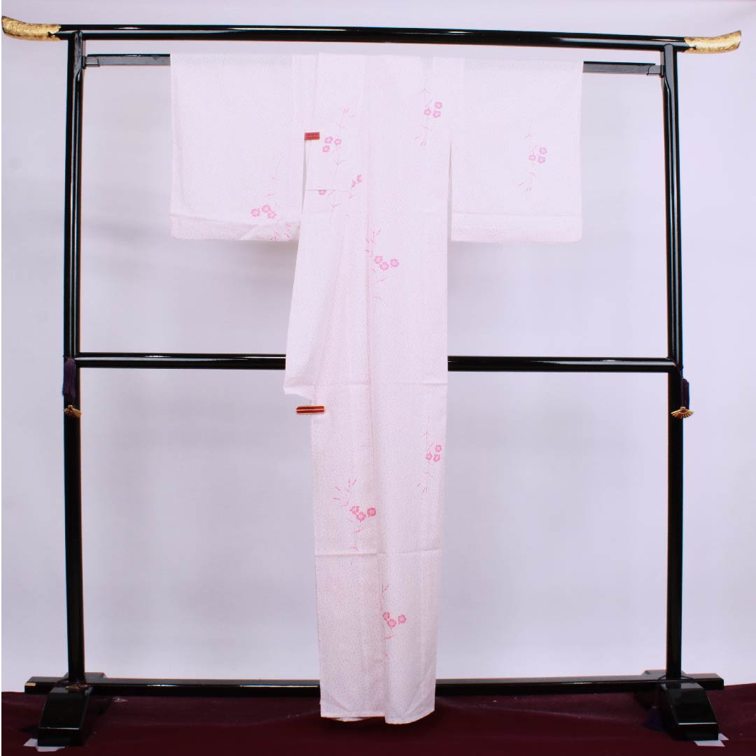 Summer item Polyester Komon Length 160.5cm Sleeve length 61.5cm White Pink Polka dot Silk S rank White 1132000242411