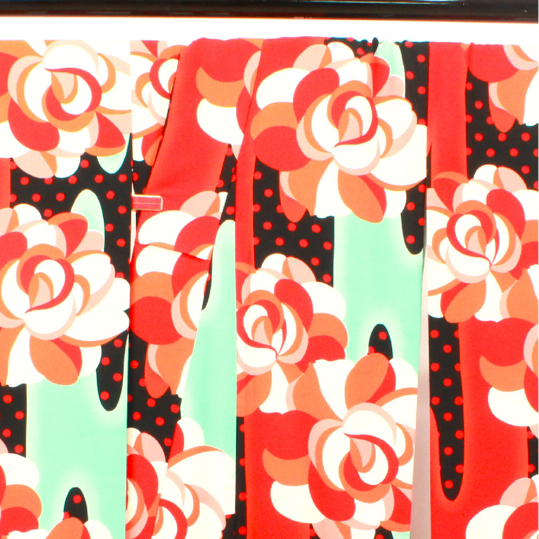 振袖 身丈172cm 裄丈63cm 袷 洗える着物 薔薇 ポリ Sランク グラデ 1113001382699