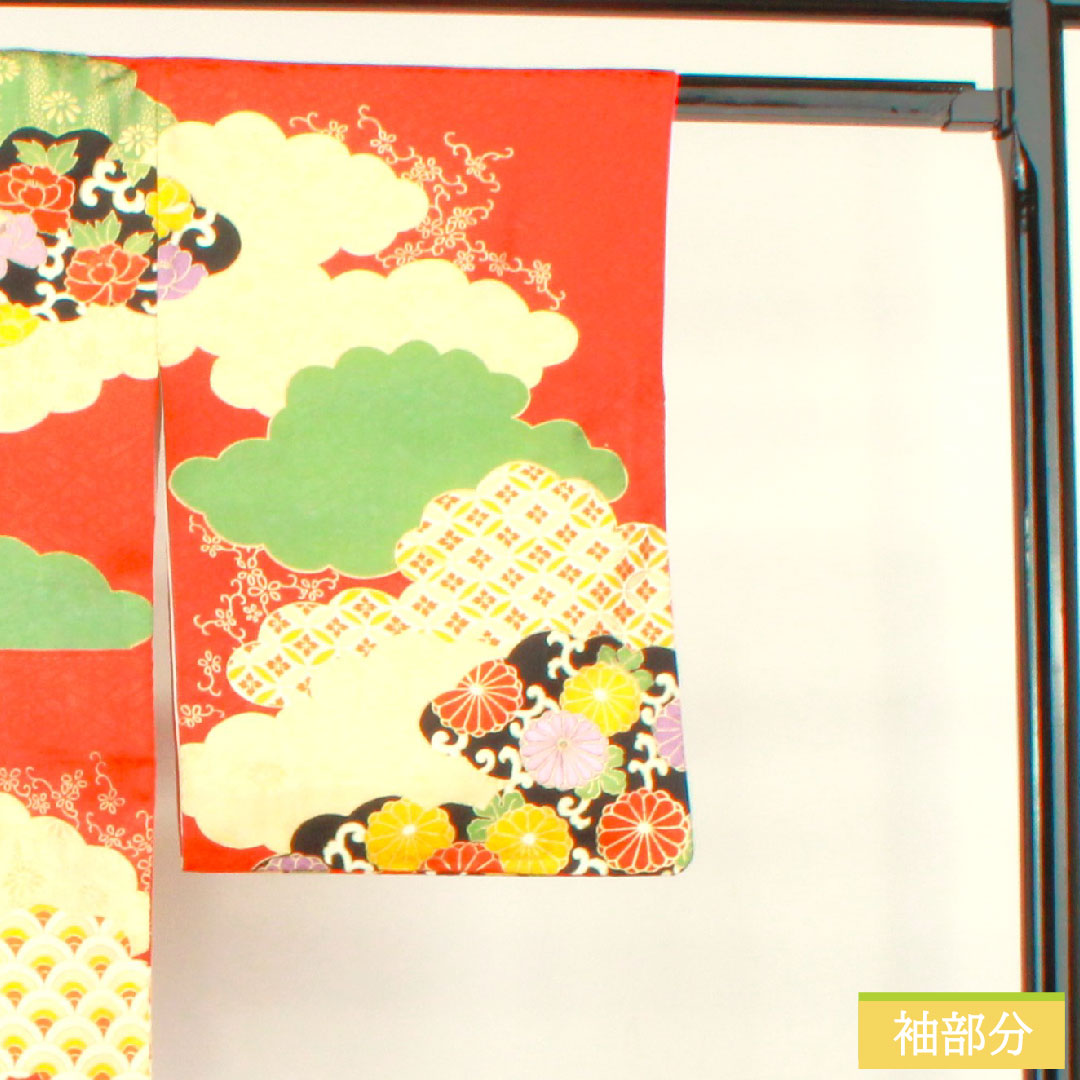 訪問着 正絹 袷 身丈160cm 裄丈63cm 緋色 京友禅 刺繡 吉祥文様 一つ紋(縫紋) 五三桐 Sランク 朱系 1112003752416