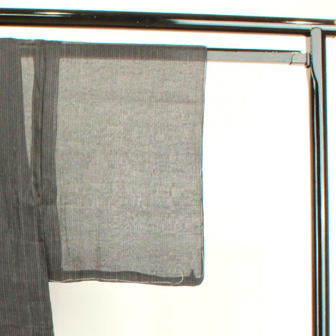 Summer item, pure silk, men's, length 140.5cm, sleeve length 64.5cm, dark grey, striped, gauze, A rank, black, 1132001793110