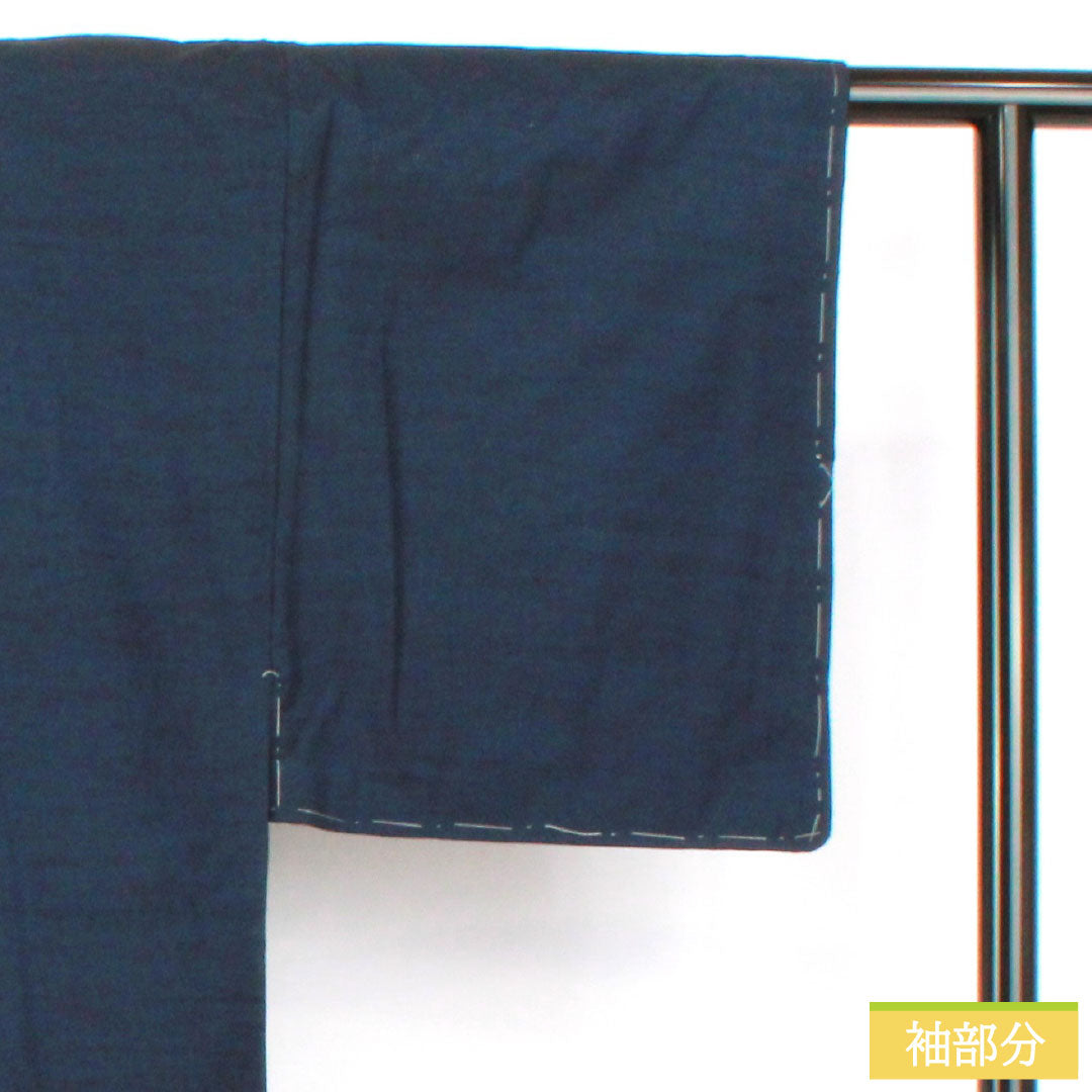 男物 正絹 Aランク 身丈141.5cm 裄丈70cm 濃紺色(のうこんいろ) 紬地 羽織紐付き アンサンブル 袷 紺系 1119001593418
