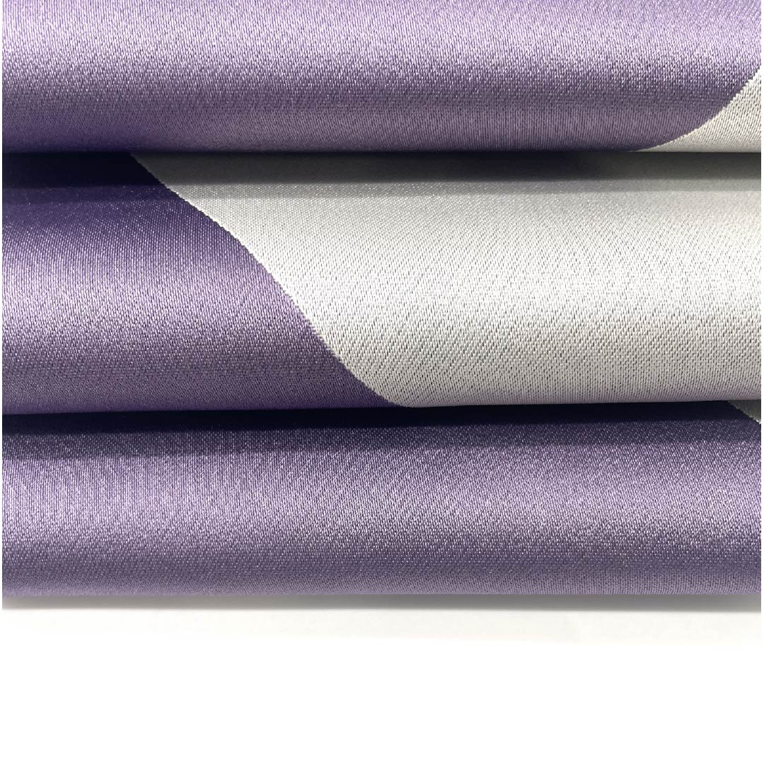 半幅帯 ポリエステル 帯丈354cm 中紫色(なかのむらさきいろ) 幾何学模様 ジグザグ 紫系 Sランク 1125001462320