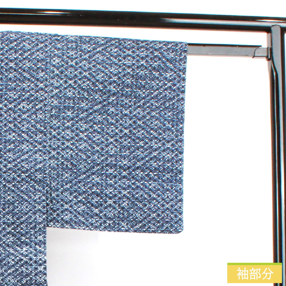 浴衣 木綿 身丈142.5cm 裄丈63cm Aランク 単衣 紺系 濃紺色(のうこんいろ) 男物 幾何学模様 1118004973418